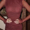 Lucasta Mulberry Gathered Mini Dress