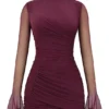 Lucasta Mulberry Gathered Mini Dress