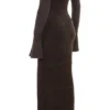 Lucena Espresso Knit Off Shoulder Dress