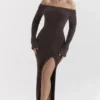 Lucena Espresso Knit Off Shoulder Dress