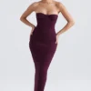 Lucia Grape Strapless Corset Maxi Dress