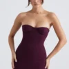 Lucia Grape Strapless Corset Maxi Dress