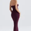 Lucia Grape Strapless Corset Maxi Dress