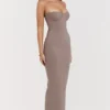 Lucia Taupe Strapless Corset Maxi Dress