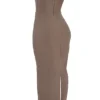 Lucia Taupe Strapless Corset Maxi Dress