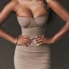 Lucia Taupe Strapless Corset Maxi Dress
