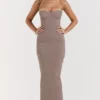 Lucia Taupe Strapless Corset Maxi Dress
