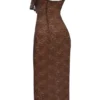 Lucianna Espresso Lace Maxi Dress