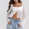 Lucie White Pleated Top