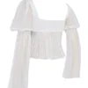 Lucie White Pleated Top