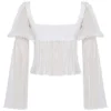 Lucie White Pleated Top