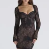 Lucienne Black Embroidered Floral Lace Mini Dress – Limited Edition