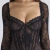 Lucienne Black Embroidered Floral Lace Mini Dress – Limited Edition