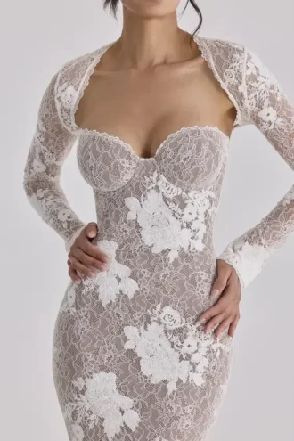 Lucienne Ivory Embroidered Lace Maxi Dress – Limited Edition