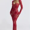Lucienne Red Lace Embroidered Maxi Dress – Limited Edition