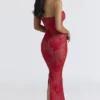 Lucienne Red Lace Embroidered Maxi Dress – Limited Edition