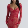 Lucienne Red Lace Embroidered Mini Dress – Limited Edition