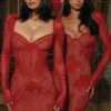 Lucienne Red Lace Embroidered Mini Dress – Limited Edition