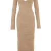 Lucille Camel Fuzzy Maxi Dress