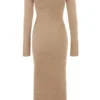 Lucille Camel Fuzzy Maxi Dress