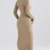 Lucille Camel Fuzzy Maxi Dress