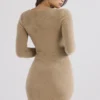 Lucille Camel Fuzzy Maxi Dress