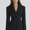 Luella Black Crepe Hourglass Blazer Jacket