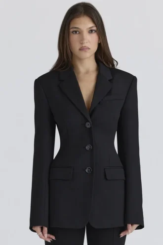 Luella Black Crepe Hourglass Blazer Jacket