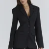 Luella Black Crepe Hourglass Blazer Jacket
