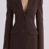Luella Chocolate Crepe Hourglass Blazer Jacket