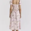 Lulabell Pink Ribbon Print Cotton Midi Dress