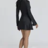 Lulu Black Satin Long Sleeve Mini Dress