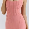 Lusilla Coral Stretch Mesh Halter Neck Midi Dress