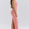 Lusilla Coral Stretch Mesh Halter Neck Midi Dress