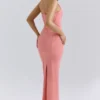 Lusilla Coral Stretch Mesh Halter Neck Midi Dress