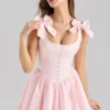 Lyla Pink Stretch Cotton Mini Dress