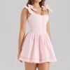 Lyla Pink Stretch Cotton Mini Dress