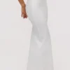 Lyra White Cotton V Back Draped Maxi Skirt