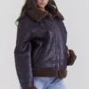 Madden Brown Vegan Shearling Aviator Jacket