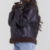 Madden Brown Vegan Shearling Aviator Jacket