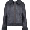Madden Grey Vegan Shearling Aviator Jacket
