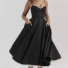 Mademoiselle Black Tulle Midi Dress