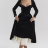 Mademoiselle Black Velvet Tulle Midi Dress + Bolero