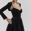 Mademoiselle Black Velvet Tulle Midi Dress + Bolero