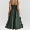 Mademoiselle Forest Green Satin Tulle Midi Dress