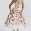 Mademoiselle Italian Rose Print Tulle Midi Dress