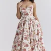 Mademoiselle Italian Rose Print Tulle Midi Dress