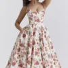 Mademoiselle Italian Rose Print Tulle Midi Dress