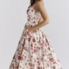 Mademoiselle Italian Rose Print Tulle Midi Dress