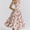 Mademoiselle Italian Rose Print Tulle Midi Dress